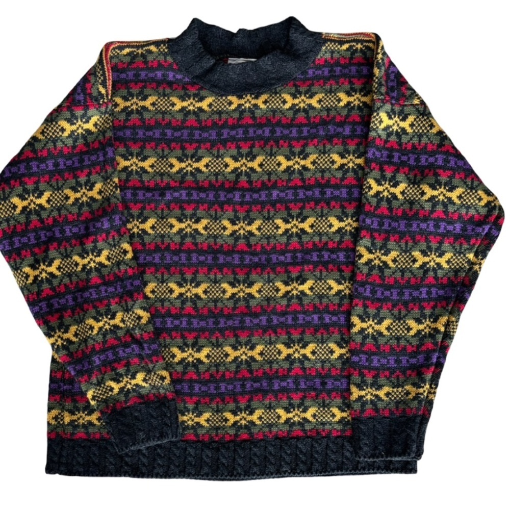 Vintage Knit Sweater - Multicolor Fair Isle - M - Picture 7 of 7